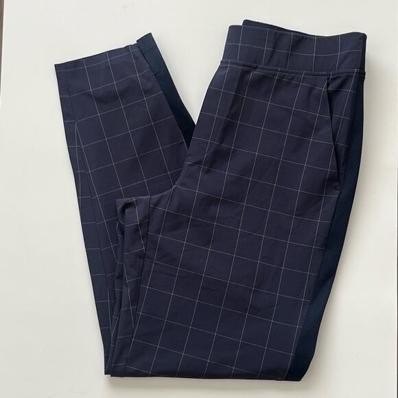 Athleta Plaid Brooklyn Ankle joggers navy blue 6 - Picture 11 of 12